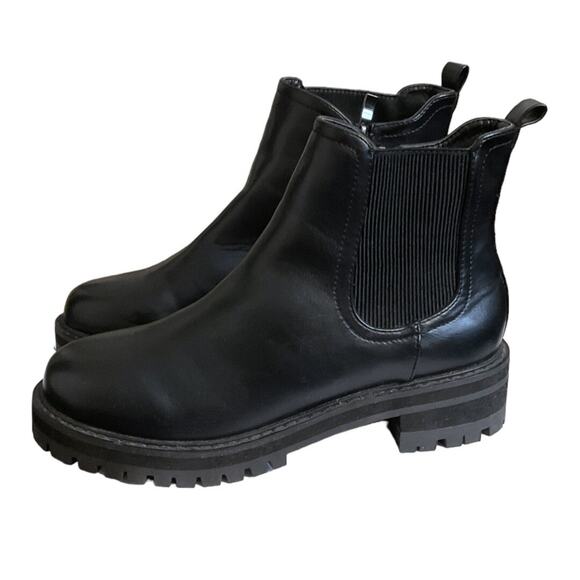 Shein Boots Women's Platform Sz 6.5M Black Ankle Side Zip Chunkly Rubber Sole - Picture 2 of 16